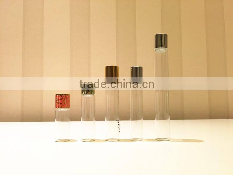 Big volume roll on glass bottle with aluminum cap