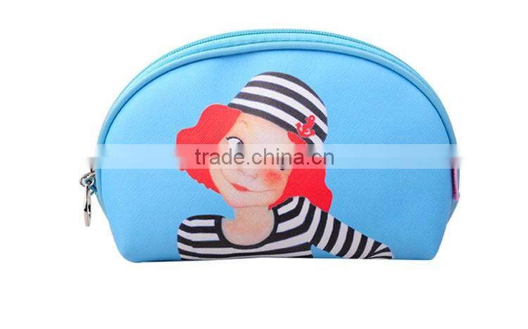 Wholesale PU cosmetic bag with long zipper