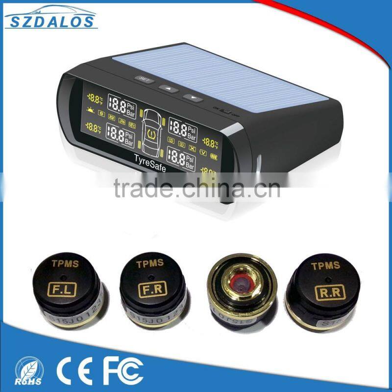 Solar TPMS easy for installation, Bar and Psi pressure unit optional with external sensor Auto Wireless Universal TPMS