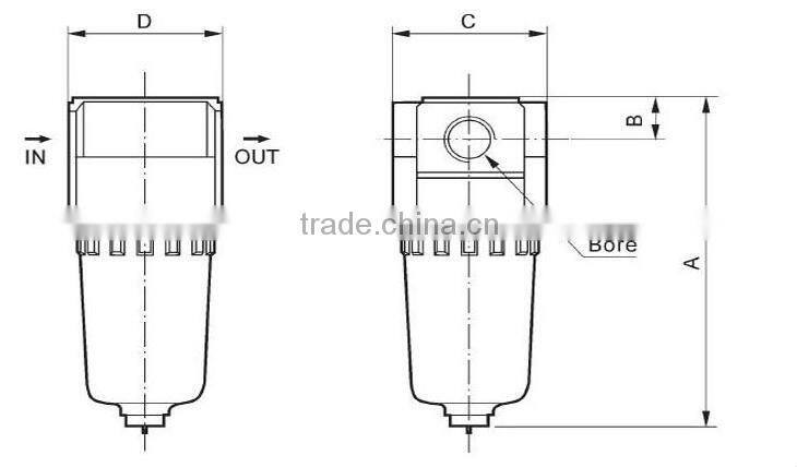 AF2000-01 Mini Pneumatic Air Filter 750L/min Flow 1/8" Port AF Series