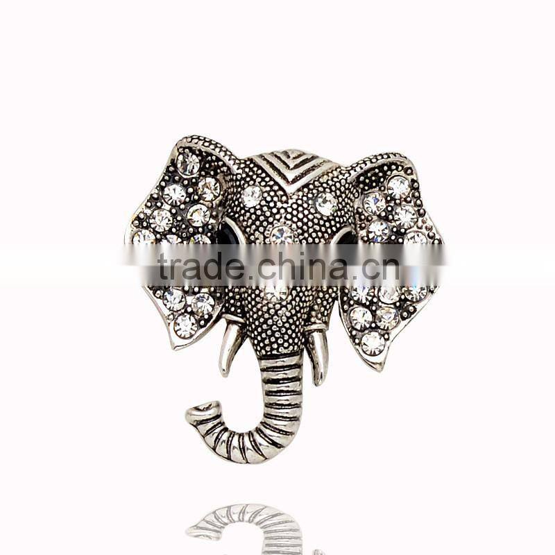 Wholesale European and American vintage elephant rhinestone Bronze brooch