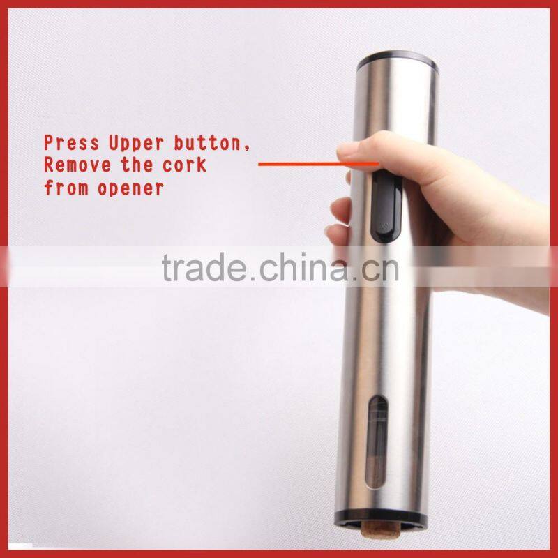 Stainless steel battery operated electric wine bottle opener,electric wine corkscrew,wine opener