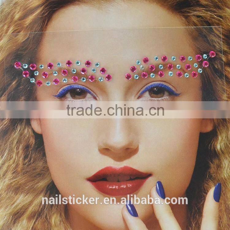 Custom bindi sexy adhesive eyeshadow sticker makeup crystal sticker rhinestone eye rock factory