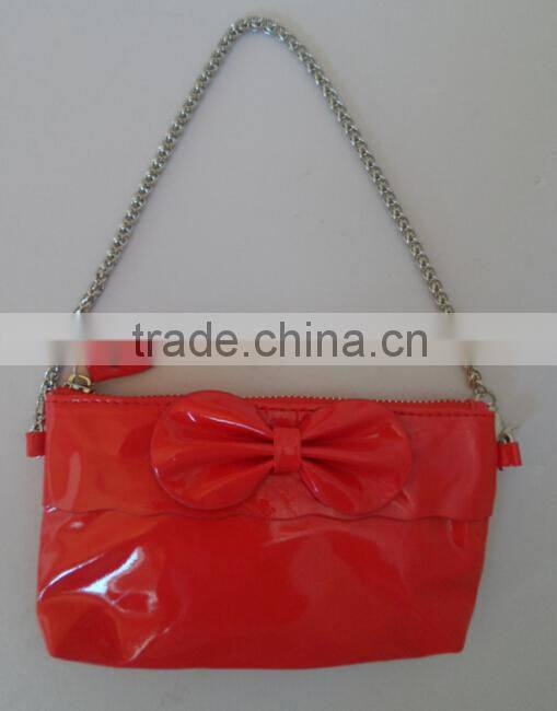 Red bow little girls shoulder bag with chain