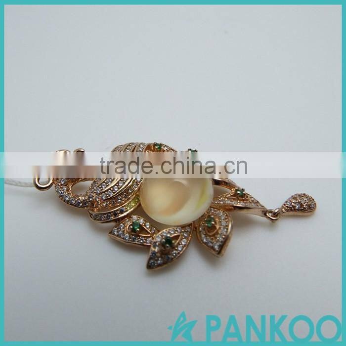 wholesale 925 sterling silver jewelry gold-plated white chalcedony Phoenix subsection luxurious pendant