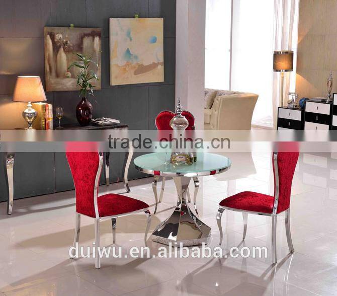 Foshan dining room furniture fashion 201 stainless steel roating round table