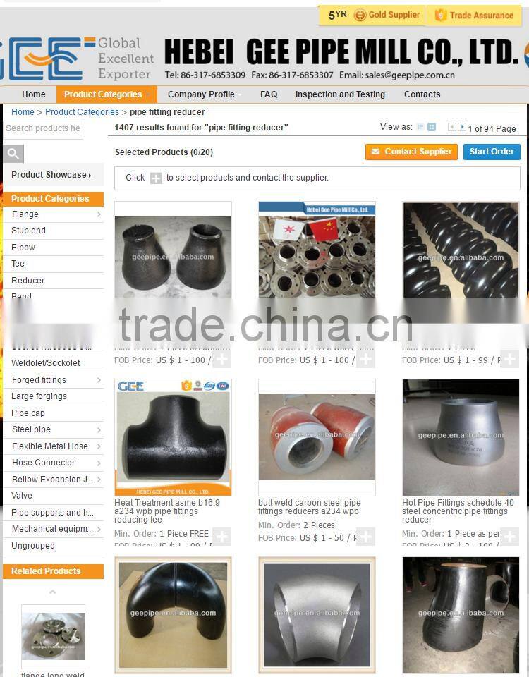 pipe fitting seamless reducing cross