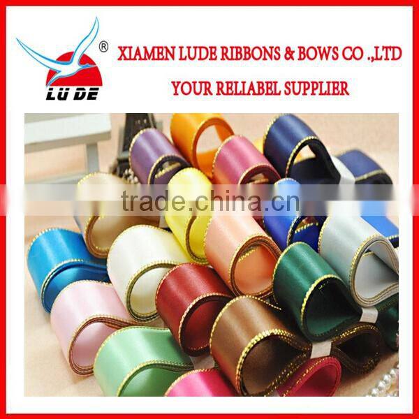 2015 Wholesale high quality golden satin ribbon