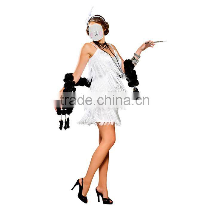 New stylish white elegant costumes for girls sexy sling dark v-net women costumes for party strapless sexy costumes wholesale