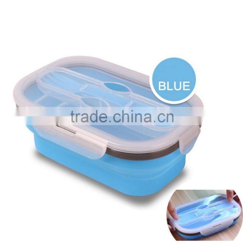 Square Shaped Silicone Lunch Box Food Container With Lid