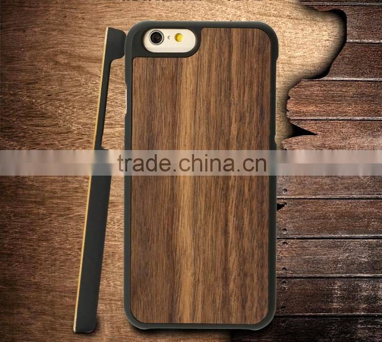 Hot selling PC Walnut Wood Mobile Phone Case 2 in 1 for Apple Iphone 6 plus