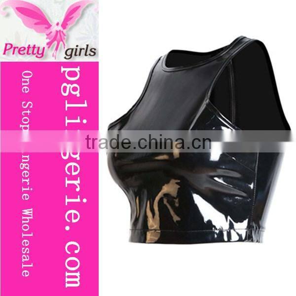 2016 Hot Sexy Crop Top For Girls Fashion Leather Ladies Tops
