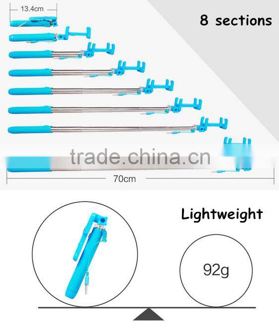 3.5MM Audio Cable Take Pole Selfie Stick - Self-portrait Monopod with cell phone clamp - Extendable Selfie Stick Monopad