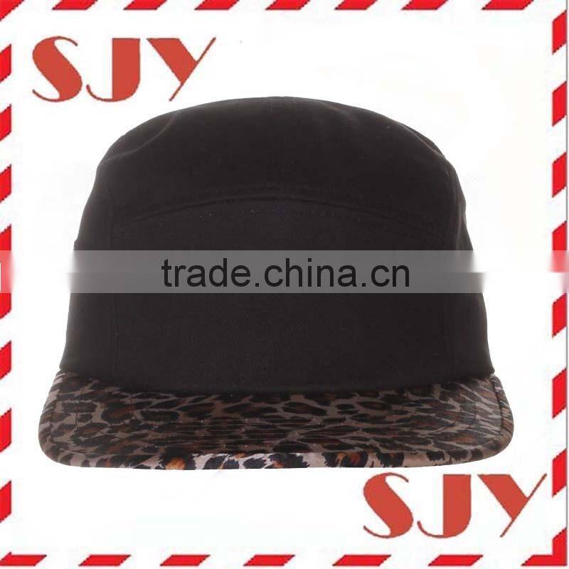 Custom Made Leopart Suede Flat Bill 5 Panel Baseball Cap