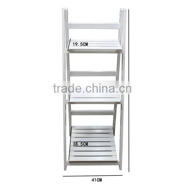 Wooden White Garden 3 Tier Shelf Plant Pot Rack Stand