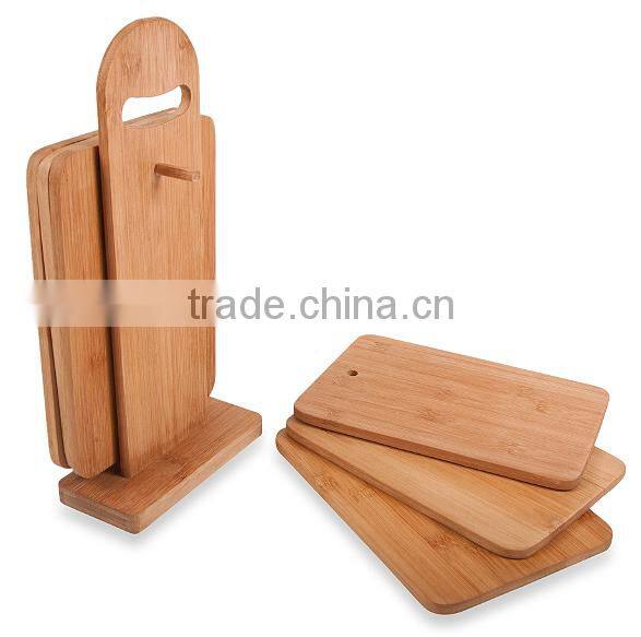 6pcs Bamboo Chopping Cutting Slicing Boards With Display Stand
