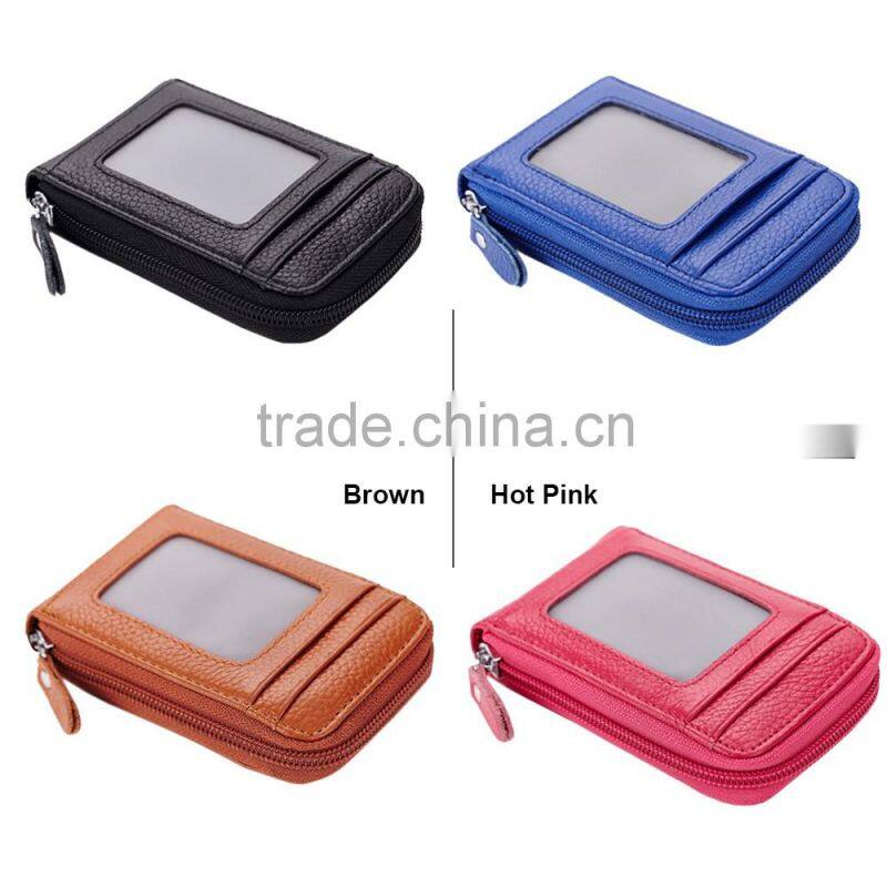 Custom wholesale organ style genuine leather credit card id card holder