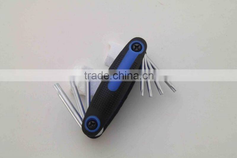 7Pcs folding Torx key wrench set with rubber grip