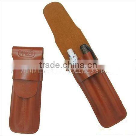 genuine leather black color pencil bag for medical use