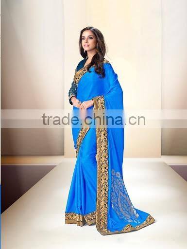 Marine Blue Georgette Saree