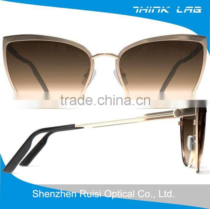 Customized fashionable women metal sunglasses cat eye sunglasses in gold