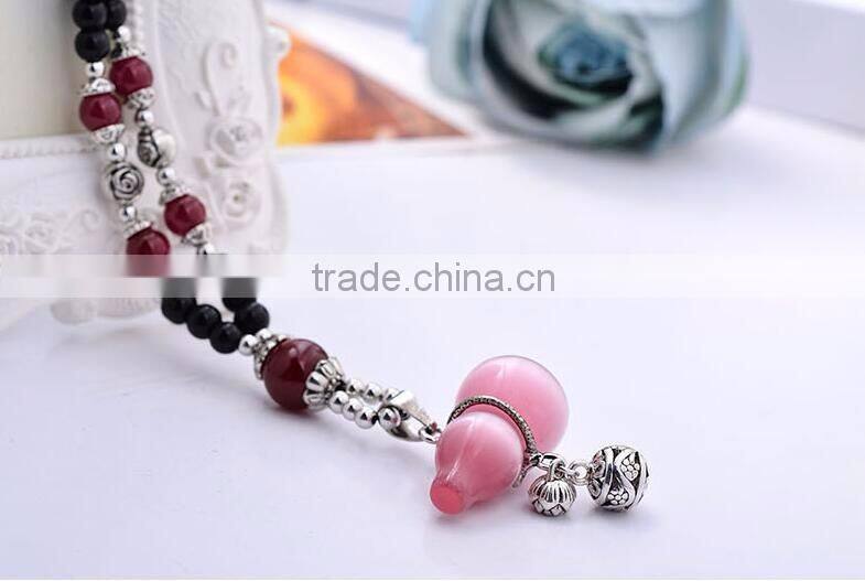 Hot selling fashion necklaces long chain black beads factory wholesale