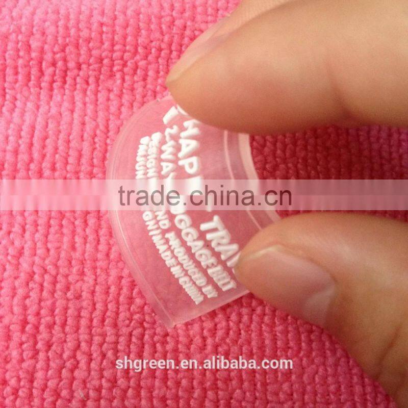 Embossed,Rubber injection Technics Transparent PVC Material rubber clothing labels