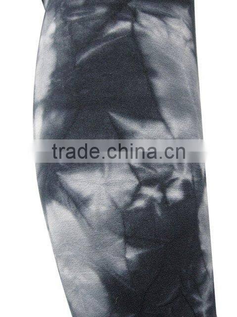 Ladies' fashion dark grey tie dyed leggings