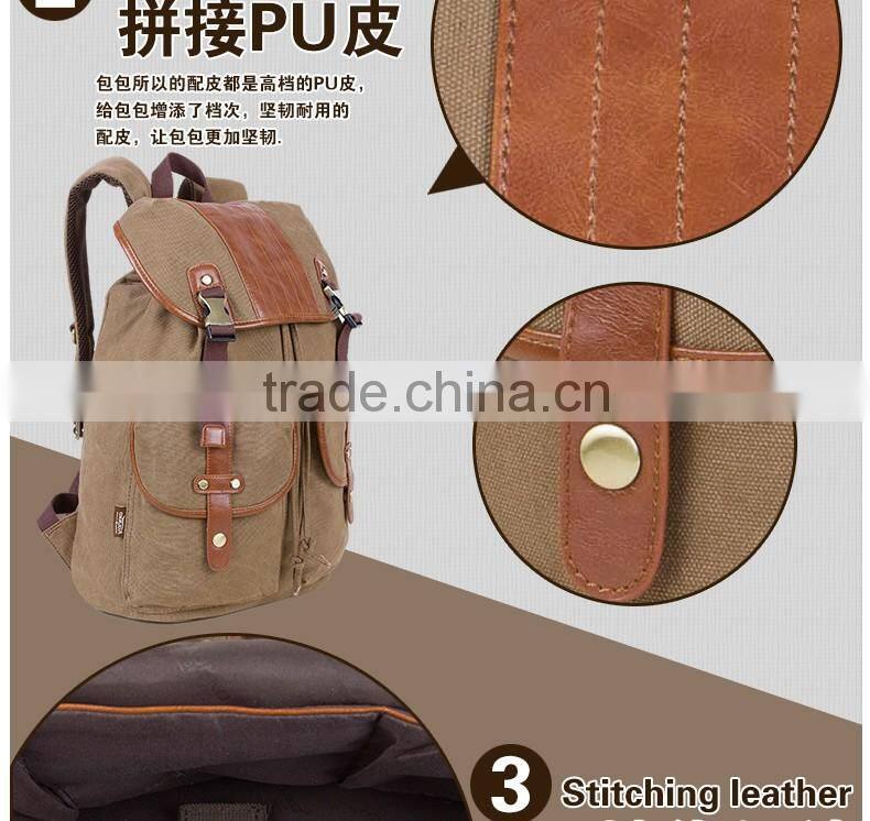 Draw String Custom Logo OEM Black Fashion Day Canvas Backpack Bag
