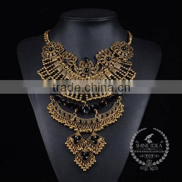 high quality vintage rhinestone chunky statement necklace tin alloy fashion women pendant necklace 6390097