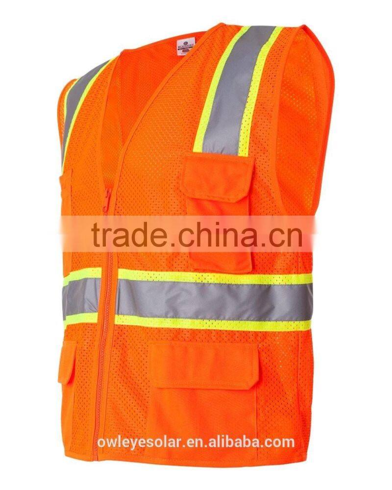customized reflective safety mesh vests with multi pockets