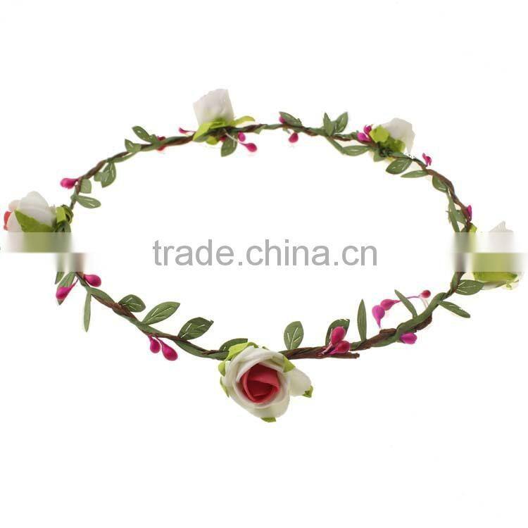Yiwu factory manufacturer floral hairband ,6 flowers tiara/crown headband for woman