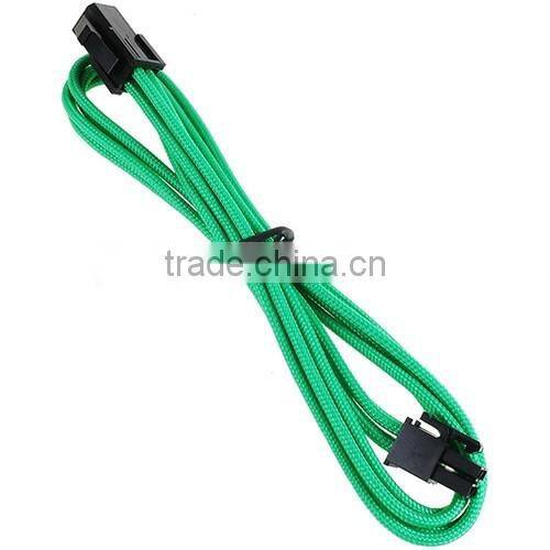 CPU 4 Pin ATX Extension Cable Braided Sleeved Cable 45cm Green / Black