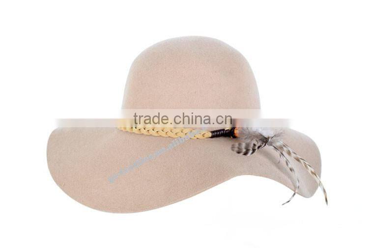 new hot product for 2014 fashion women promotional party felt hat wide brim with fur