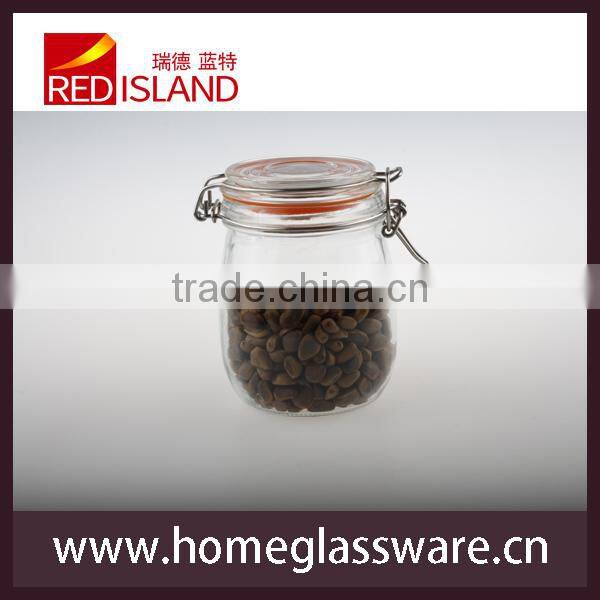 wholesale 500ml clear flip lid food storage jar with swing top