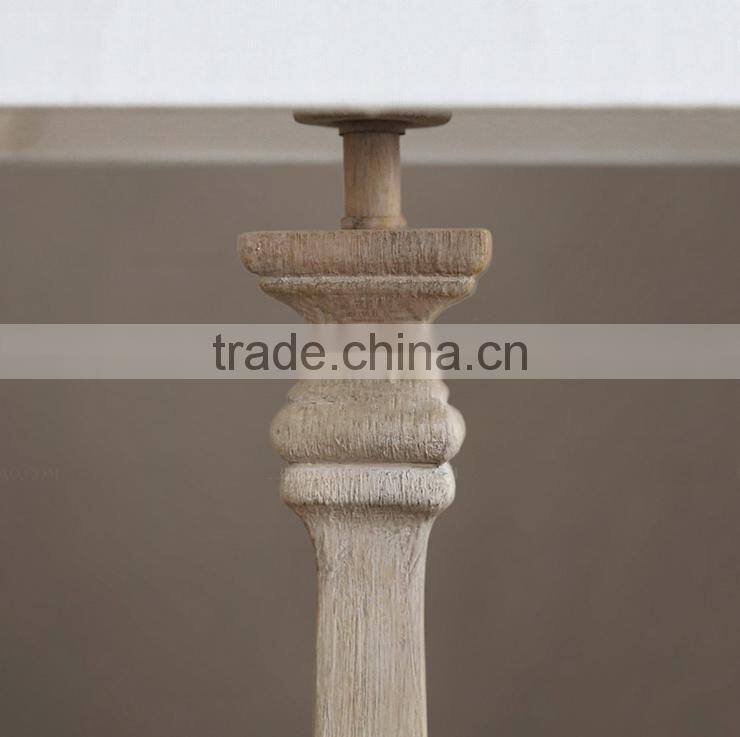 Antique French style natrual wood clolor table lamp with lampshade