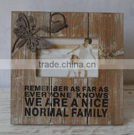2016 new style antique wooden linen picture frame with wood clips