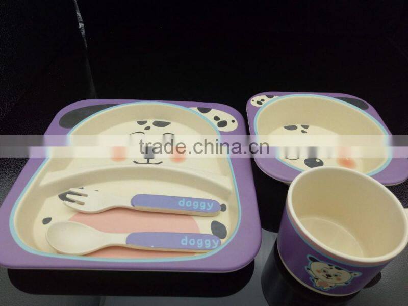 factoy printing bidegradable bamboo fibre kid's dinnerware set