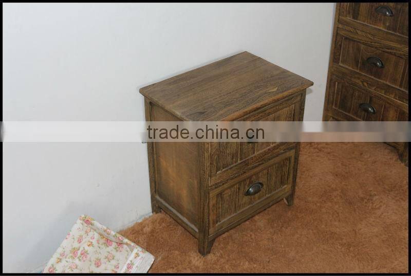 UEnjoy Shabby Chic Pair of Bedside Table Unit Wooden Cabinet 2 Drawers Nightstand Bedroom