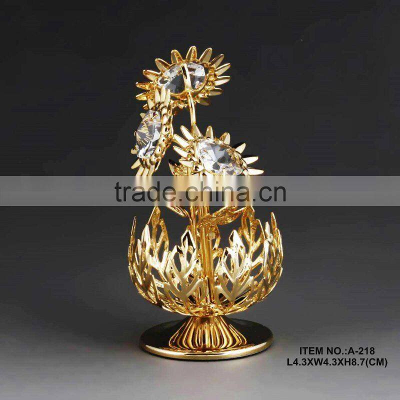 Gold Plated handmade decoration Flowers with brand crystal