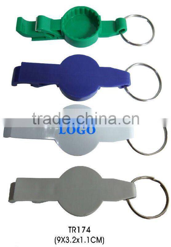 Promotional plastic custom logo bottle opener keychain
