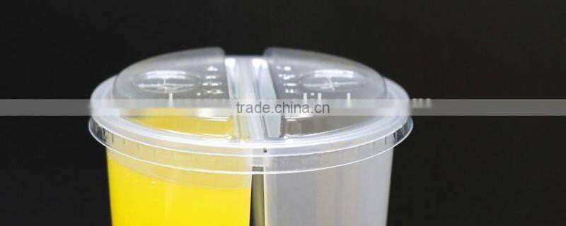 700ml two compartment cup plastic juice cup with straw & Dome & Flat lid