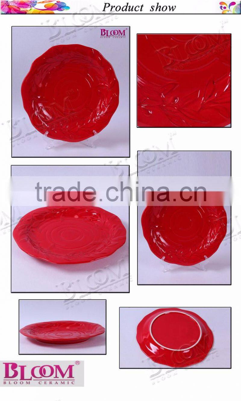 ceramic red wedding decoration dry fruit plate