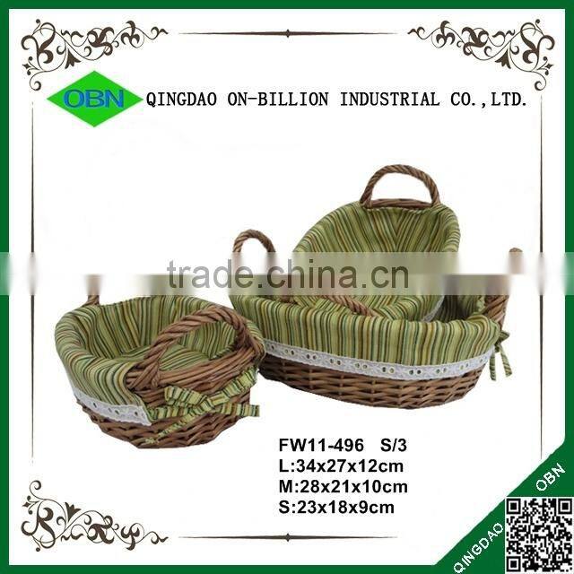 Wholesale oval natural willow basket bread with liner