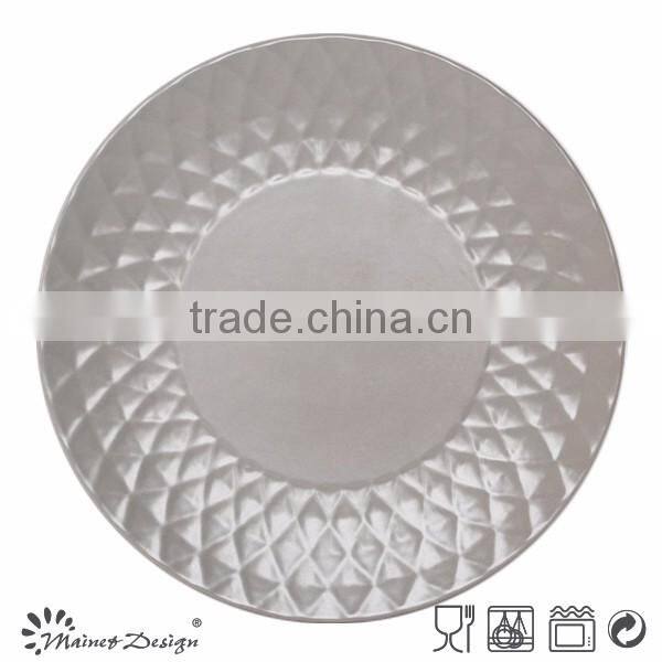 Round Crockey ceramic stoneware emboss dinnerware plate