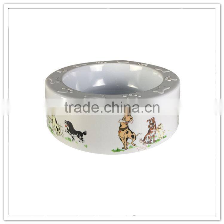 New design portable travel plastic paw print melamine dog feeder