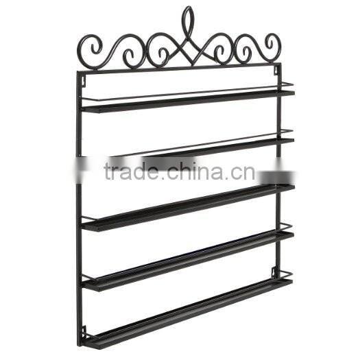 5 Tier Black Metal Scrollwork Design Nail Salon Polish Display Rack