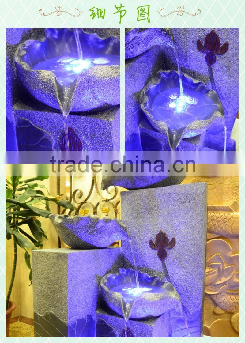 led resin indoor decoration/ resin water fountain with led light