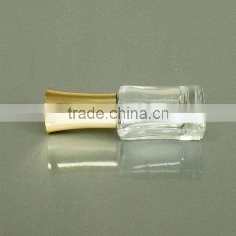 10 ml flat shaped nail polish glass bottle with gold cap