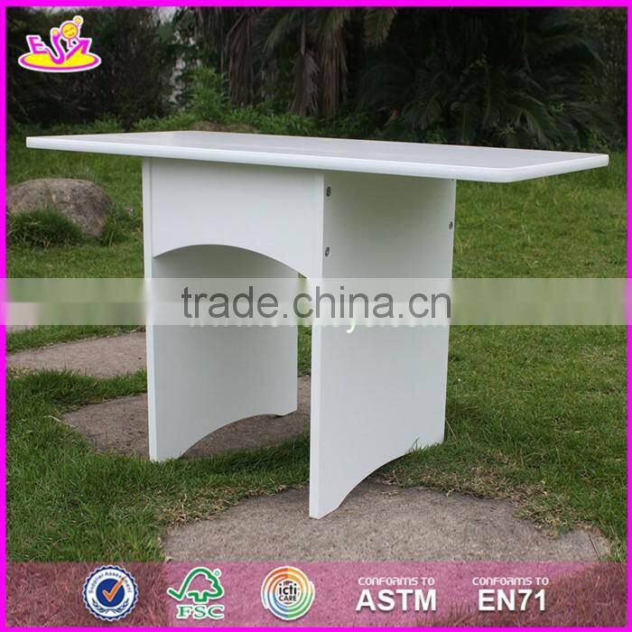 2017 new design home / school / kindergarten white wooden toddler activity table with storage box W08G193